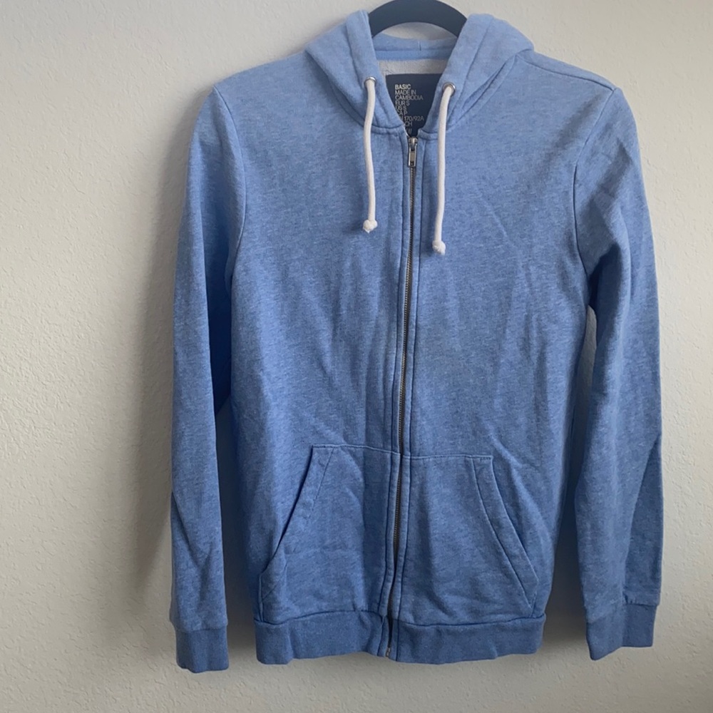 H&M Basic Unisex Light Blue Zip Up Sweatshirt